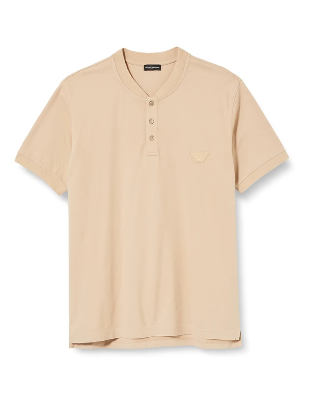 Emporio Armani Swimwear Men's Emporio Armani Eagle Patch Short Sleeve Polo Shirt, Sand Yellow, XL, Sand Yellow, XL