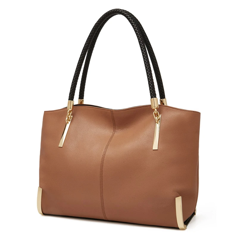 FOXLOVER Large Capacity Tote Handbags for Women, Women's Top-handle Bags Fashion Shoulder Bags Purses Minimalist design, Brown-matte, L