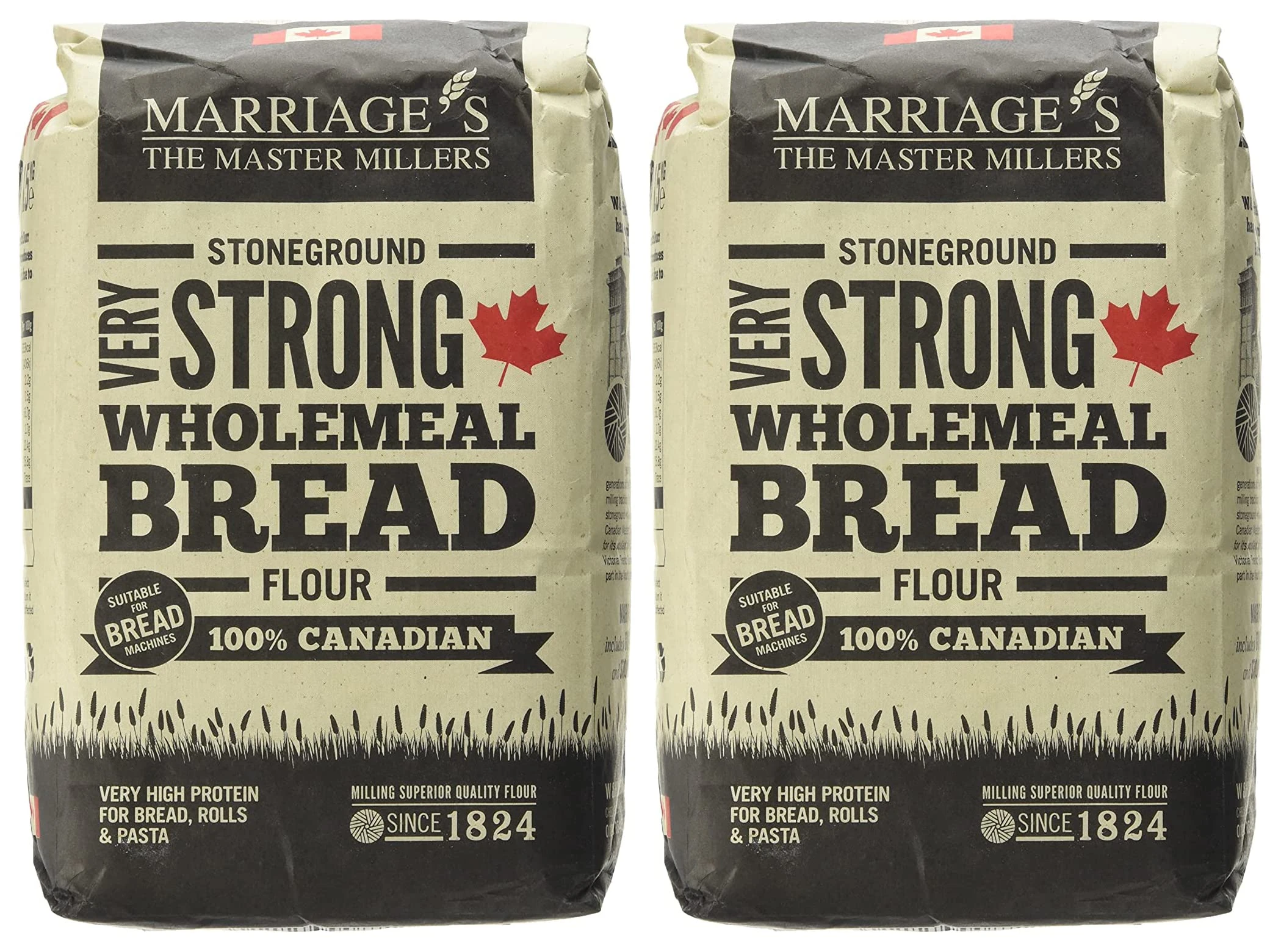 Marriages Canadian VERY Strong Wholemeal Bread Flour, 1.5kg (Pack of 2)