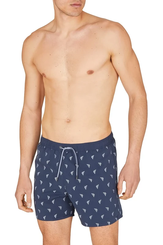 Emporio Armani Swimwear Men's All Over Embroidery Eagle Boxer Short Swim Trunks, Navy Blue, EU 46, Navy Blue