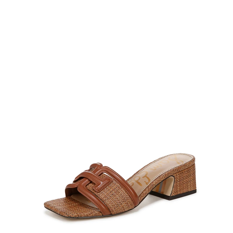 Sam Edelman Women's Waylon Heeled Slide Sandals, Rich Cognac/Cuoio Weave, Medium Fit, UK 7 - Image 1
