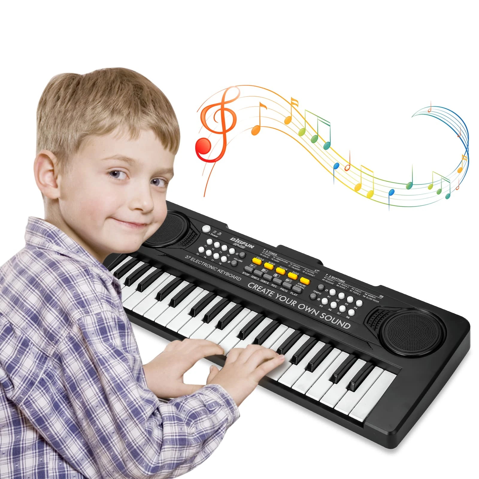 Docam Kids Piano Keyboard, 37 Key Electronic Keyboard Piano for Kids Musical Toys for 3 4 5 6 Year Old Girls Portable Music Piano Educational Learning Toys Age 3-6 (BF-420)