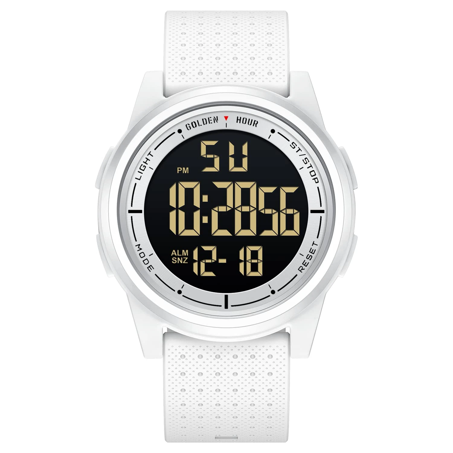 GOLDEN HOUR Ultra-Thin Minimalist Sports Waterproof Digital Watches Men with Wide-Angle Display Rubber Strap Wrist Watch for Men Women