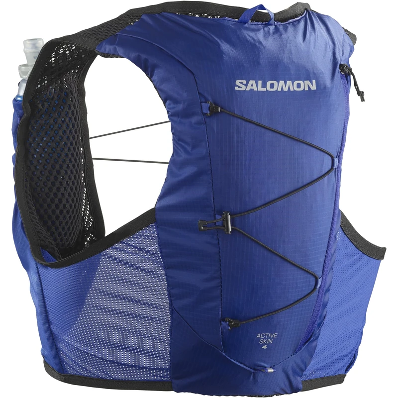 Salomon Active Skin 4 Unisex Running Hydration Vest Hiking Trail With Flasks Included, Precision Fit, 4L, Easy Access, and Optimized Storage, Blue, L - Image 1