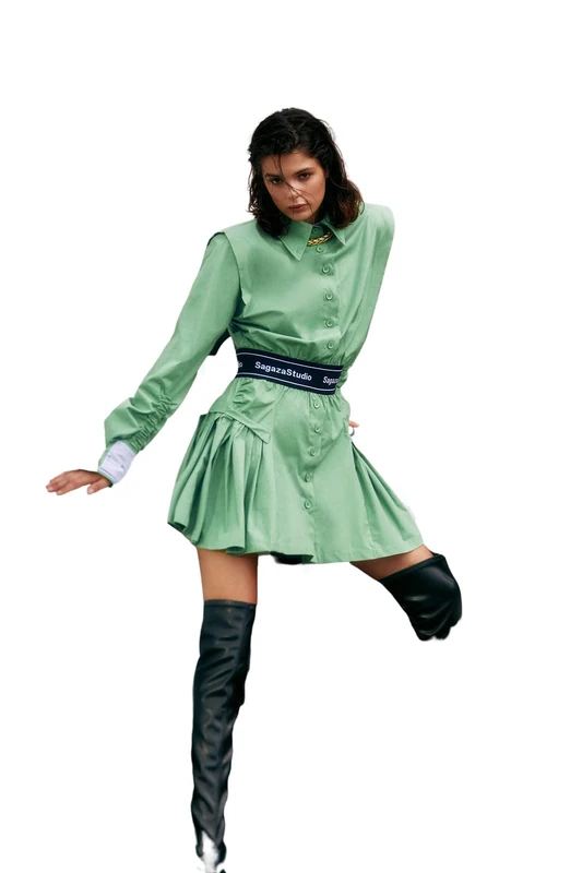 Trendyol Women Mini Skater Regular fit Woven Dress Grün