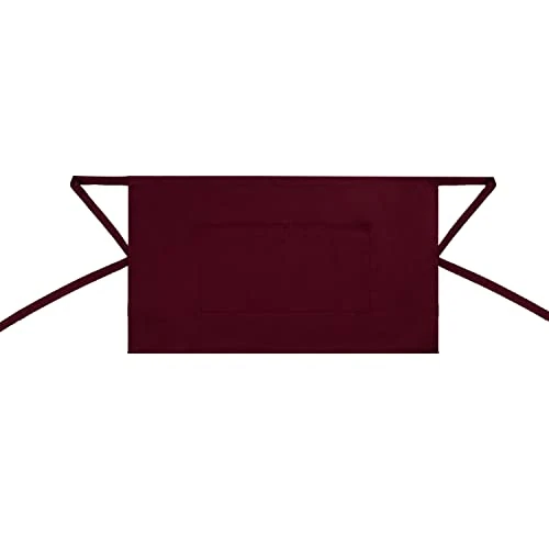 MISEMIYA - PACK OF 10 UNITS - SHORT APRON WITH POCKET 40mmx70mm KITCHEN FRONT Ref.860, burgundy