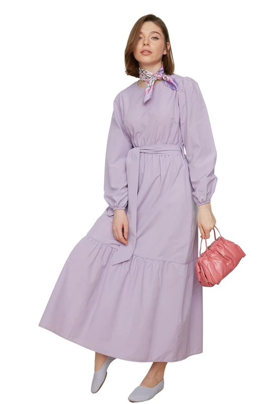 Trendyol Women Design Maxi Skater Regular Woven Modest Dresses Lilac
