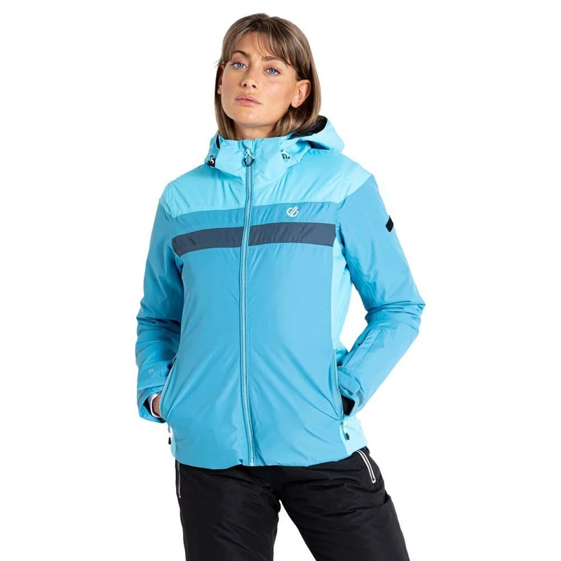 Dare2b Rapport Jacket Womens Ski Jacket, Waterproof & breathable Recycled fabric, Snowskirt, Taped seams, 2 lower zipped pockets, adjustable tech hood