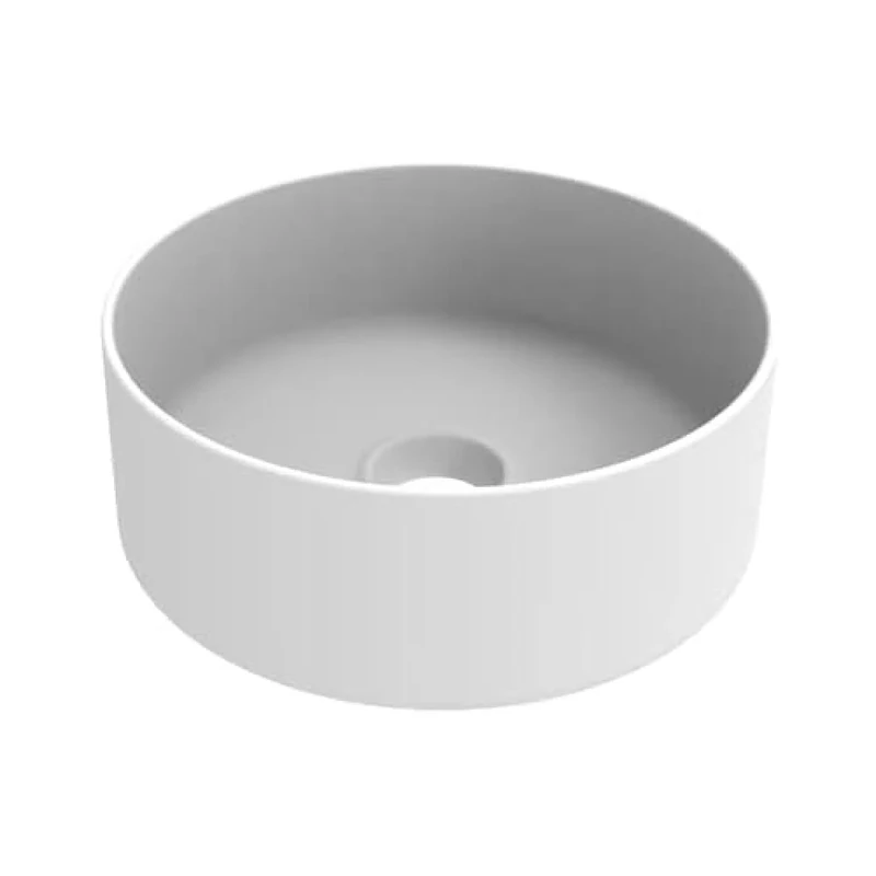 ERCOS Round Ceramic Countertop Washbasin, Bathroom Basin, Colour Opaque White, Without Overflow, Size Diameter 410 mm