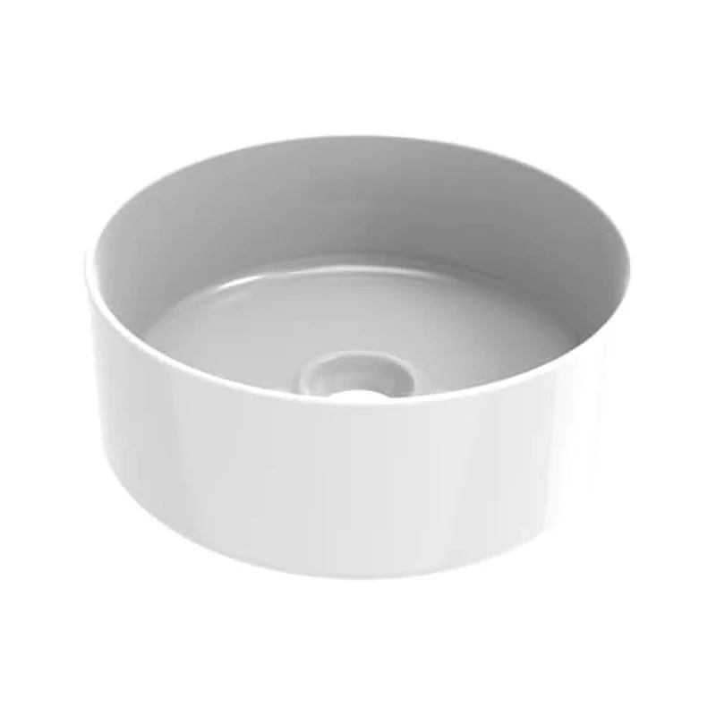 ERCOS Round Ceramic Countertop Vanity Basin, Bathroom Basin, Colour White Glossy, Without Overflow, Size Diameter 410 mm