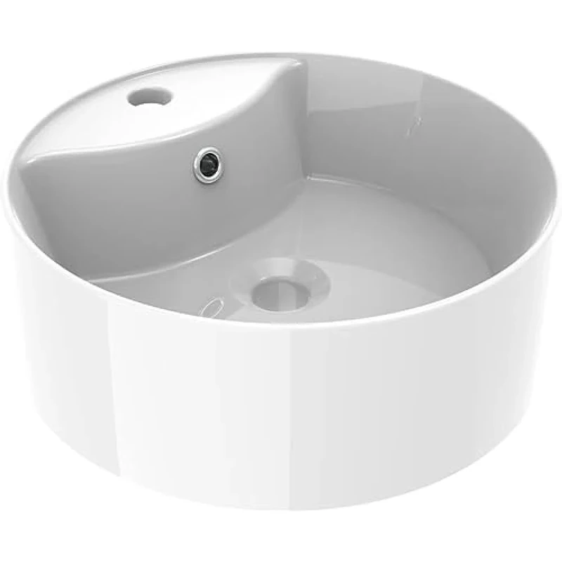 Ceramic countertop washbasin with Integrated Overflow and Mixer Hole