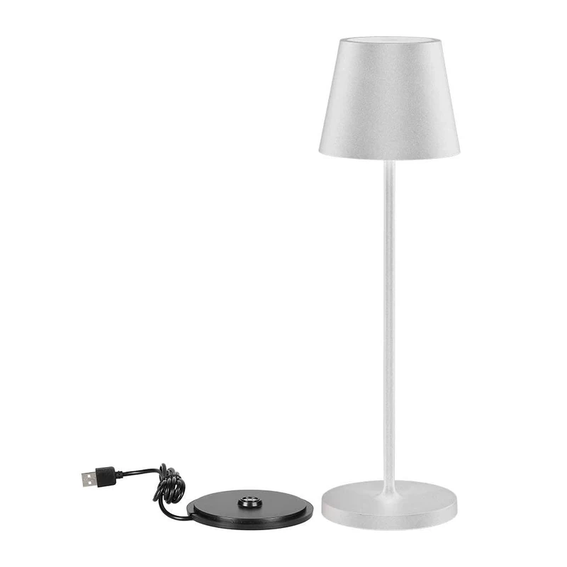 V-TAC Dimmable LED Table Lamp Wireless with Touch Control - Rechargeable White for and Use - IP54 - Home Restaurant - 4400 mAh Battery - Warm 3000 K - 2 W, VT-7522
