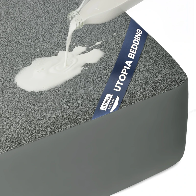 Utopia Bedding Waterproof Mattress Protector Twin Size, Premium Terry Mattress Cover 200 GSM, Breathable, Fitted Style with Stretchable Pockets (Grey)