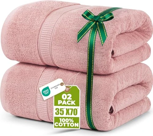 Utopia Towels - Premium Jumbo Bath Sheet (90 x 180 cm, 8 Pack) - 100% Ring Spun Cotton Highly Absorbent and Quick Dry Extra Large Bath Sheet - Super Soft Hotel Quality Towel (Dusty Pink)