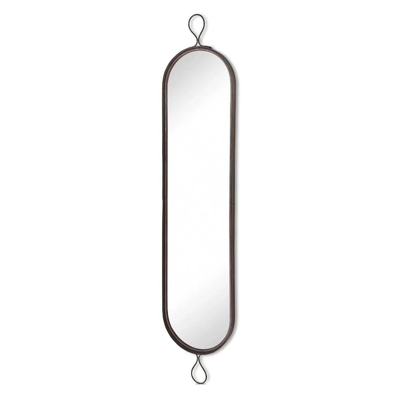 MirrorOutlet Large Metal Rustic Oval Shaped Hoop Garden Outdoor Mirror New 155cm X 31cm,Green