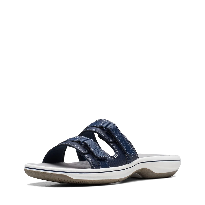 Clarks Women's Breeze Piper Slide Sandal, Navy Synthetic, 5.5 UK