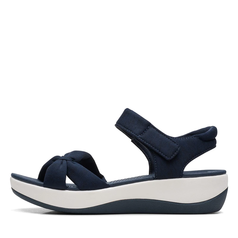 Clarks Women's Arla Shore Flat Sandal, Navy Textile, 11
