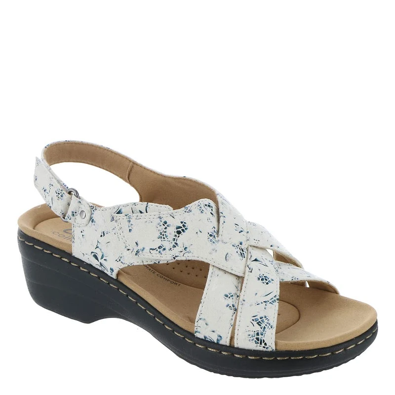 Clarks Women's Merliah Echo Heeled Sandal, Blue Floral Textile, 5.5 UK - Image 1