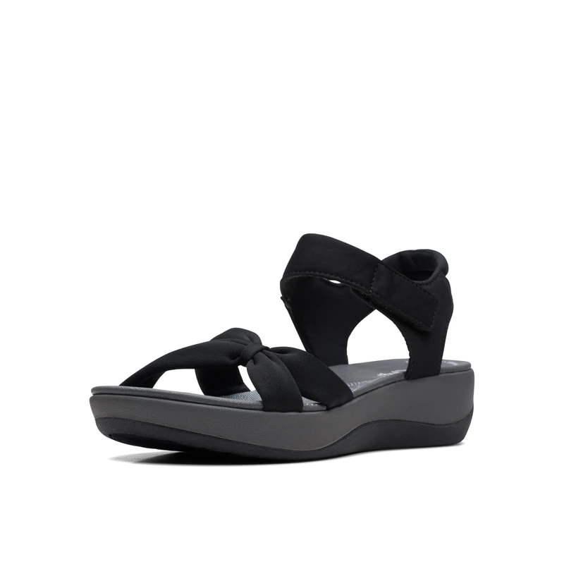 Clarks Women's Arla Shore Flat Sandal, Black Textile, 7.5 UK - Image 1