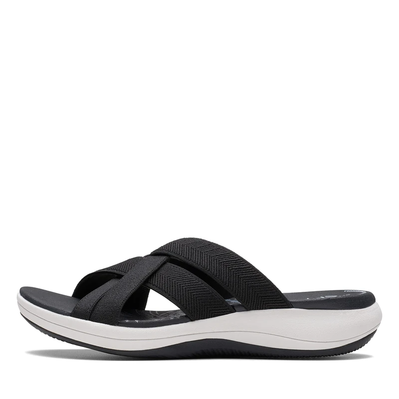 Clarks Women's Mira Grove Flat Sandal, Black Textile, 4.5 UK