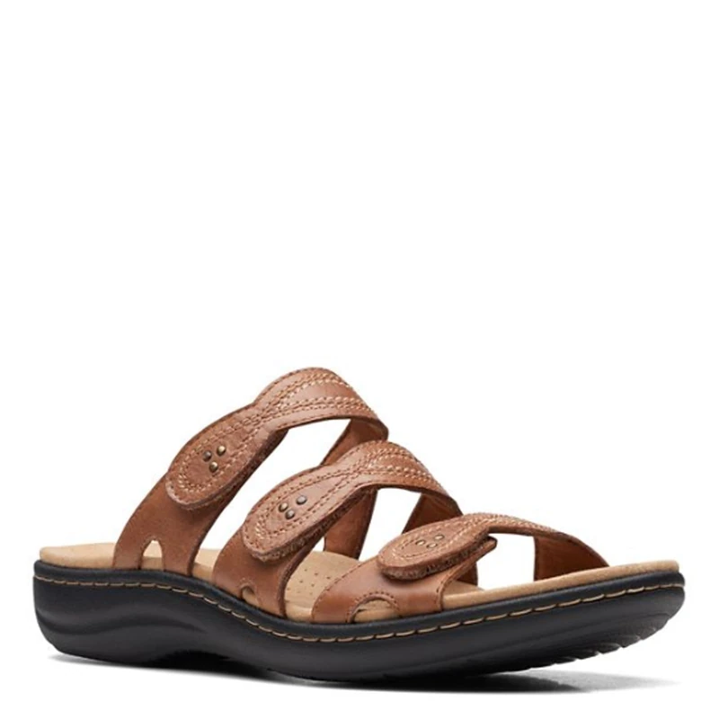 Clarks Women's Laurieann Ayla Flat Sandal, Dark Tan Leather, 7 UK