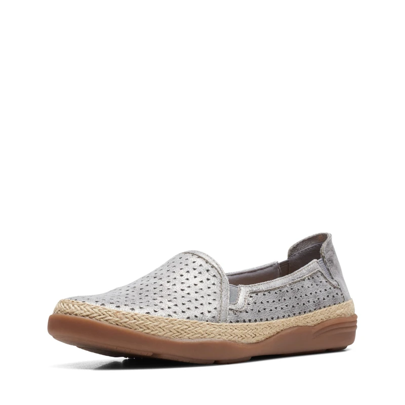 Clarks Women's Elaina Ruby Loafer - Pewter Textile - 4 UK