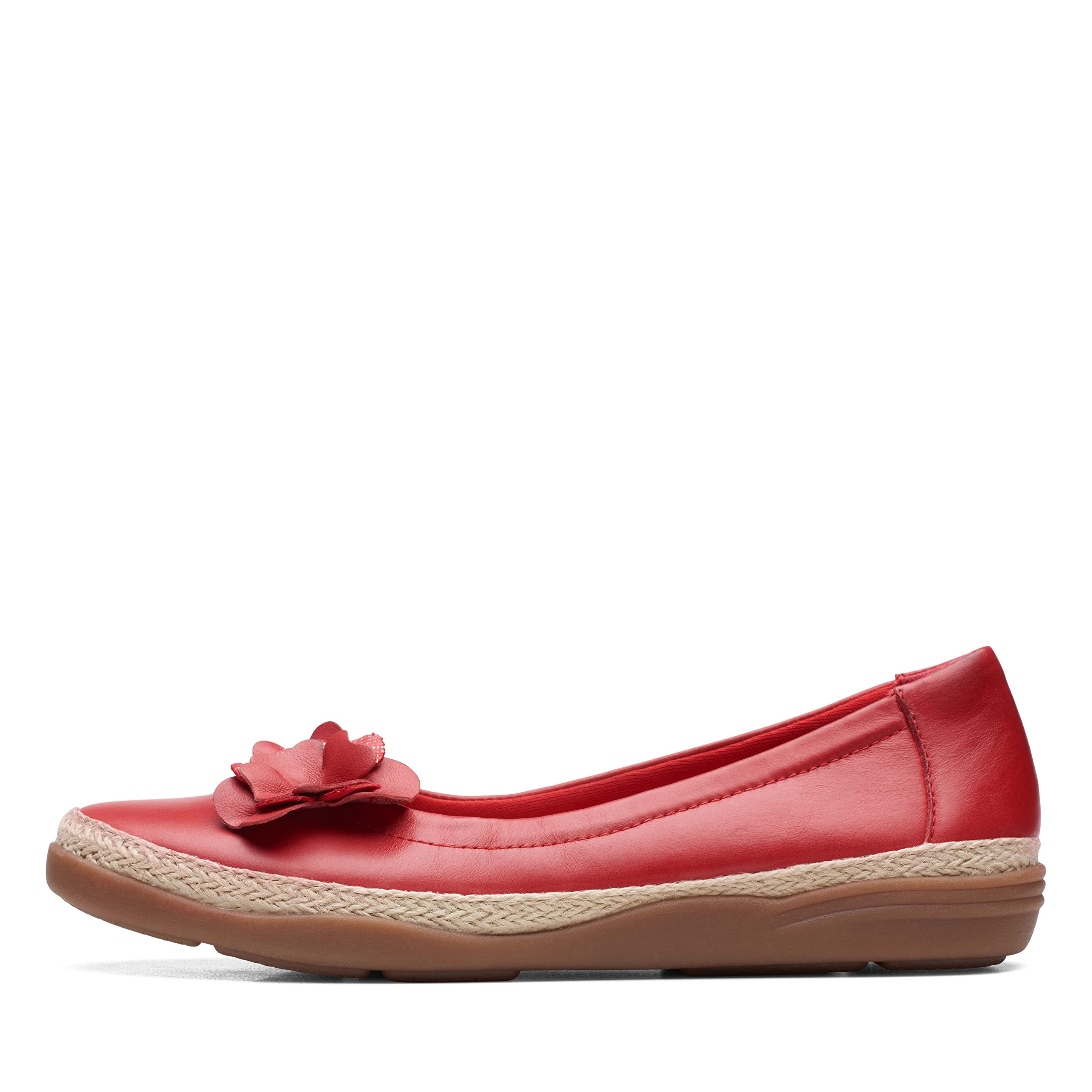 Clarks Women's Elaina Jade Ballet Flat, Cherry Red Leather, 7.5 Wide