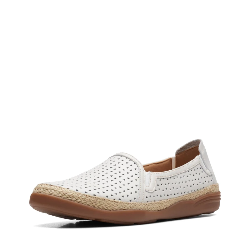 Clarks Women's Elaina Ruby Loafer, White Leather, 5.5 UK