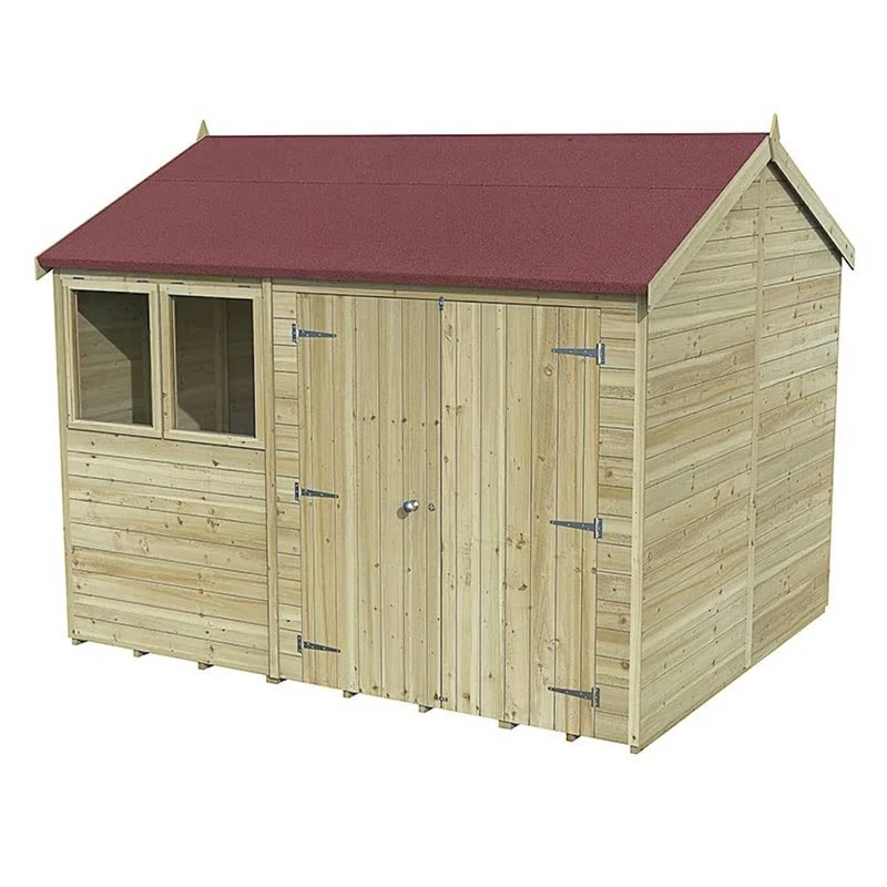 Forest Garden Timberdale 10x8 Reverse Apex Shed - Double Door