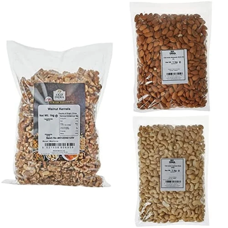 Old India Walnut Kernels, Almonds and Cashew Nuts 1kg