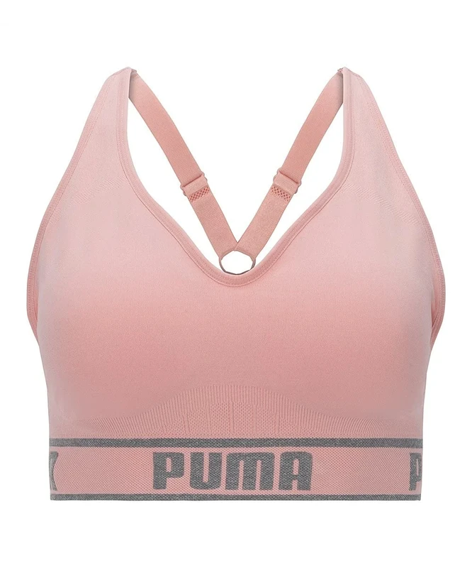PUMA Women's Seamless Sports Bra, Light Pastel Pink, Large, Light Pastel Pink, L