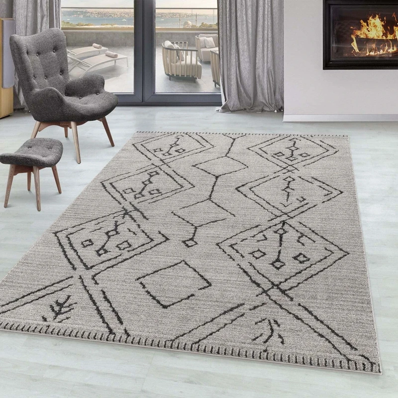 Giantore Berber Look Patterned Flat Pile Rug Short Pile Living Room