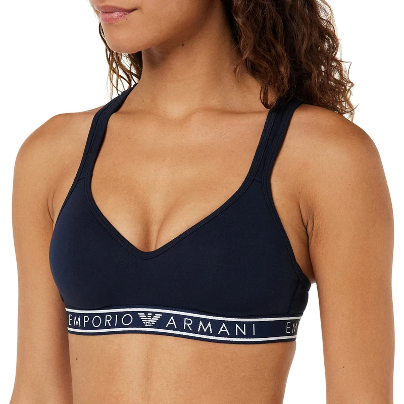 Emporio Armani Women's Emporio Armani Women's Iconic Logoband Padded Bra, Marine, XS UK