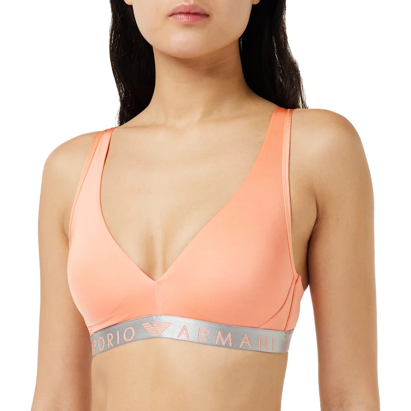 Emporio Armani Underwear Women's Emporio Armani Iconic Microfiber Bra Padded, Opaque NA, Papaya, XL