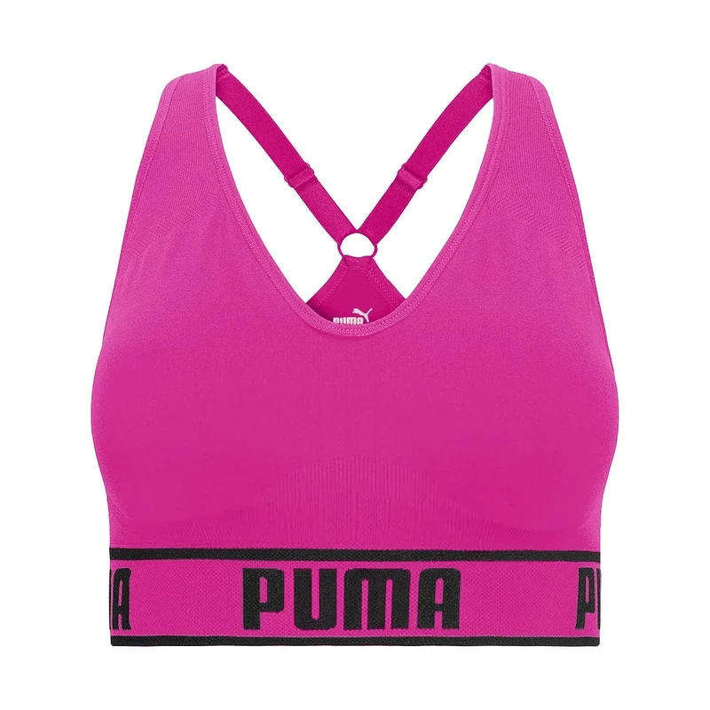 PUMA Ladies Women's Seamless Sports Bra, Dark Pink, Large