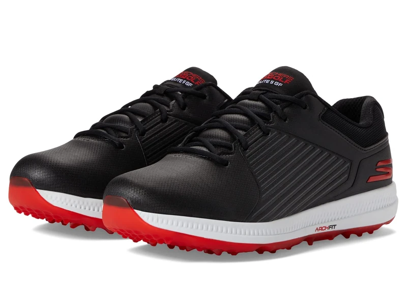 Skechers Mens GO Golf Elite 5 GF Arch Fit Waterproof Spikeless Golf Shoes 214065 Black/Red 9UK