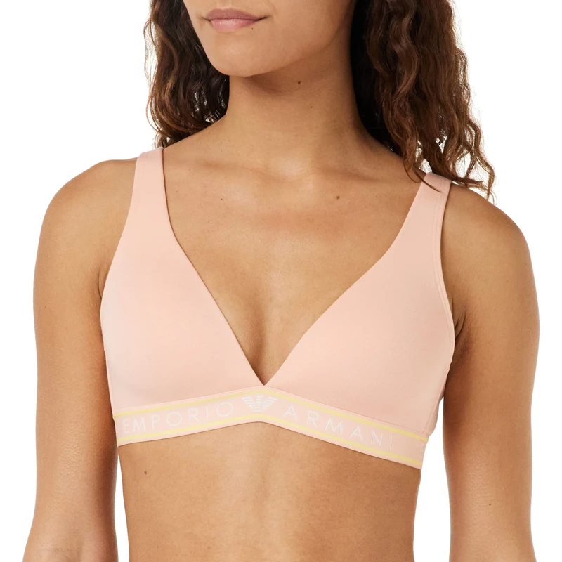 Emporio Armani Women's Emporio Armani Women's Iconic Logoband Padded Bra, Apricot, XS UK