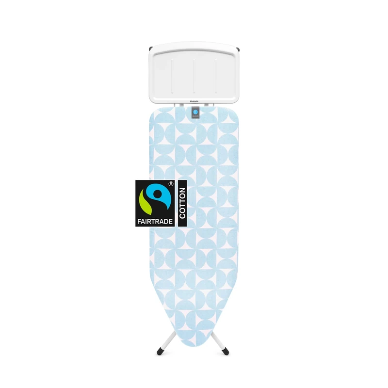 Brabantia - Ironing Board C - with XL Steam Unit Holder - Large & Foldable - Adjustable Height - Non-Slip Rubber Feet Cotton Cover - Child & Transport Lock - Fresh Breeze - 124 x 45 cm