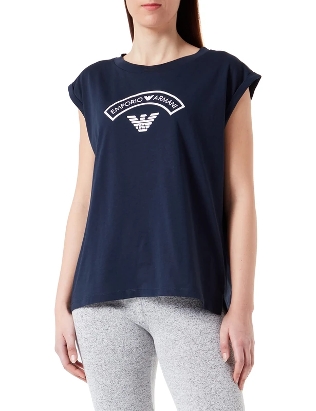 Emporio Armani Logomania Women's Tank Top Fashion Vest, Navy, S