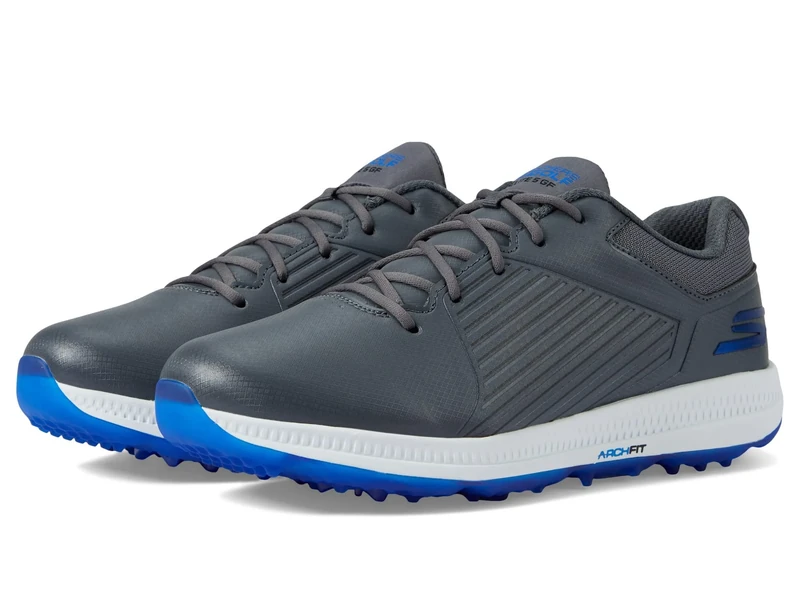 Skechers Mens Shoe-GO Golf Elite 5 GF Sneaker, Grey Synthetic/Blue Trim, 9 UK