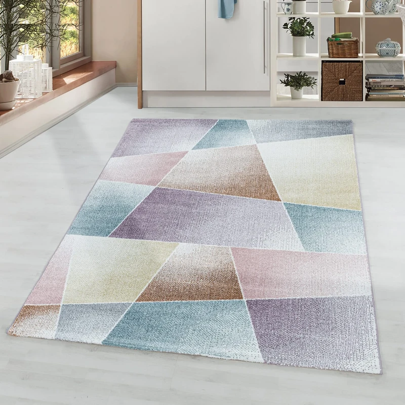 Giantore Short pile rug mosaic pattern flat pile rug living room bedroom