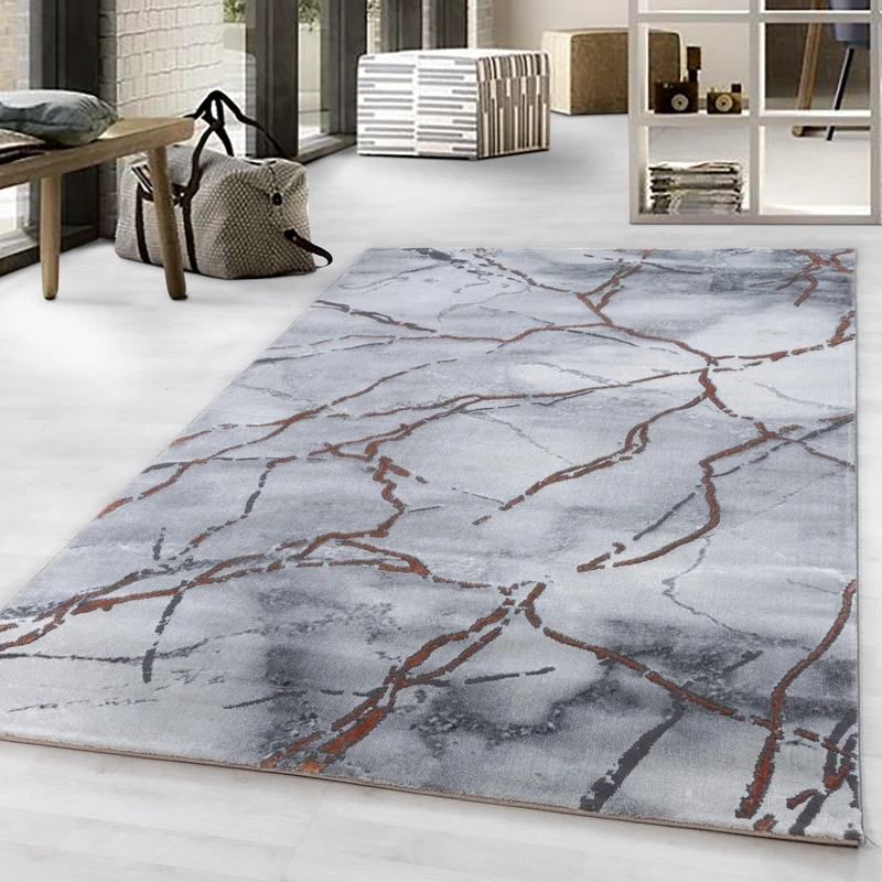 Giantore Flat Pile Rug Living Room Marble Look Bedroom Short Pile Rug