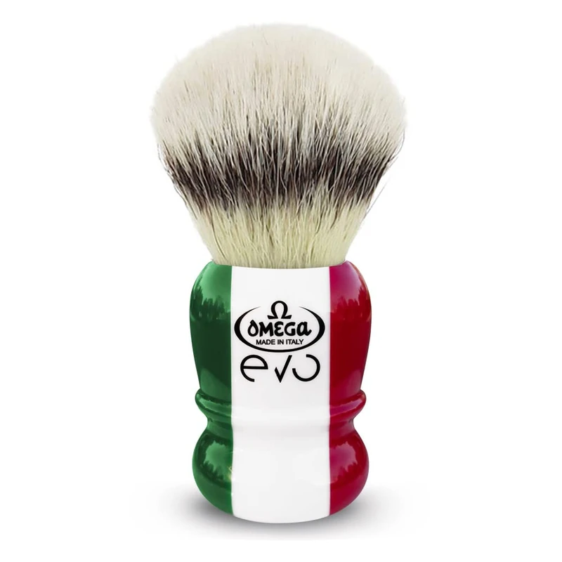 OMEGA Evo Special Tricolore Synthetic Shaving Brush - E1882, White
