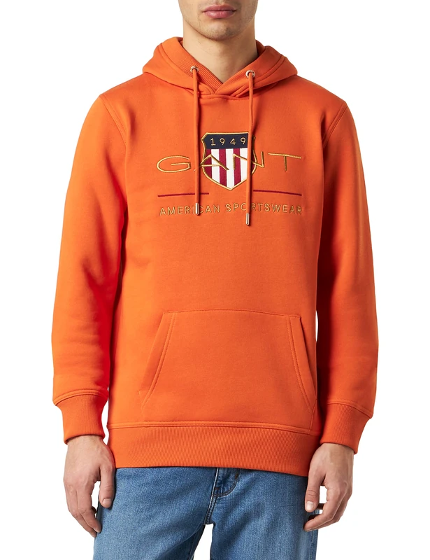 GANT Men's Archive Shield Hoodie Pumpkin Orange Standard, Pumpkin Orange, XS - Image 1