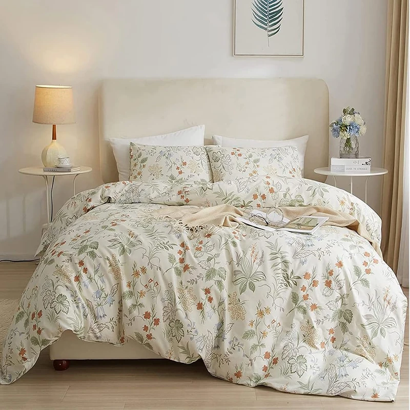 HighBuy Garden Floral Duvet Cover King Size Soft Bedding Comforter Cover with Zipper Ties,Paisley Jacquard Floral Hotel Quality,1 Duvet Covers and 2 Pillowcases,King Bed Set