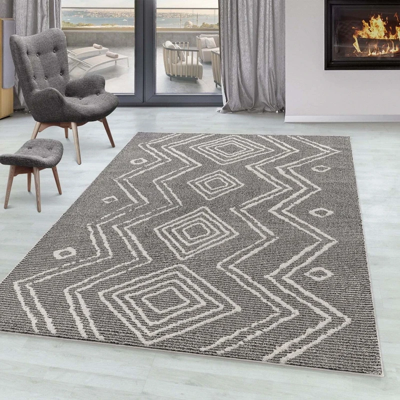 Giantore Living Room Berber Look Flat Pile Rug Short Pile Rug Bedroom