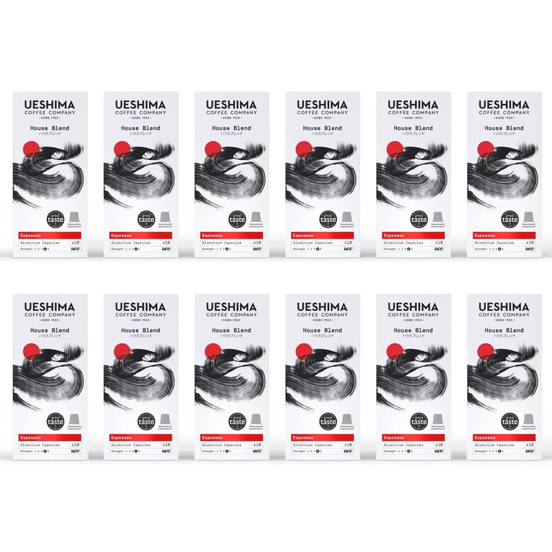 Ueshima House Blend Coffee Capsules - 12 Packs of 10 Capsules (120 Cups)