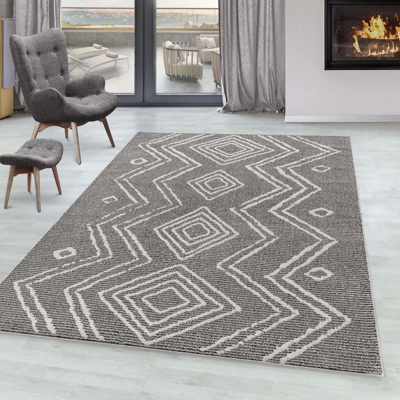 Giantore Living Room Berber Look Flat Pile Rug, Short Pile Rug, Bedroom