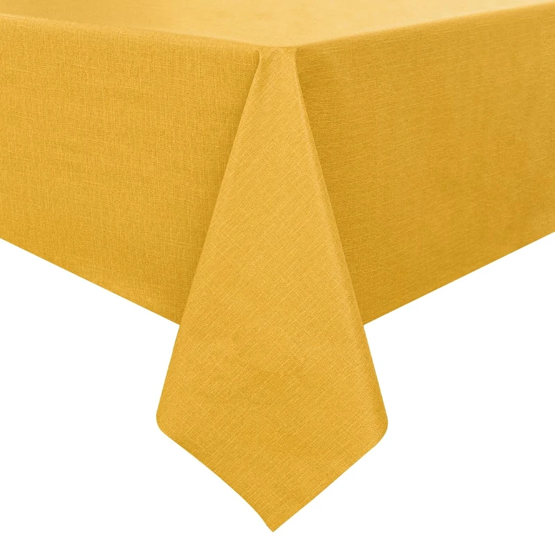 Romanstile Halloween 100% Waterproof PVC Tablecloth, Square Oil Spill Proof Stain Resistant Vinyl Table Cloth, Wipe Clean Plastic Table Covers for Kitchen/Dining/Parties - 54 x 54 Inch, Yellow