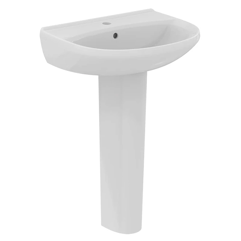 Ideal Standard Eurovit 55cm Full Pedestal Bathroom Sink/Basin, 1 tap Hole, E254701, White